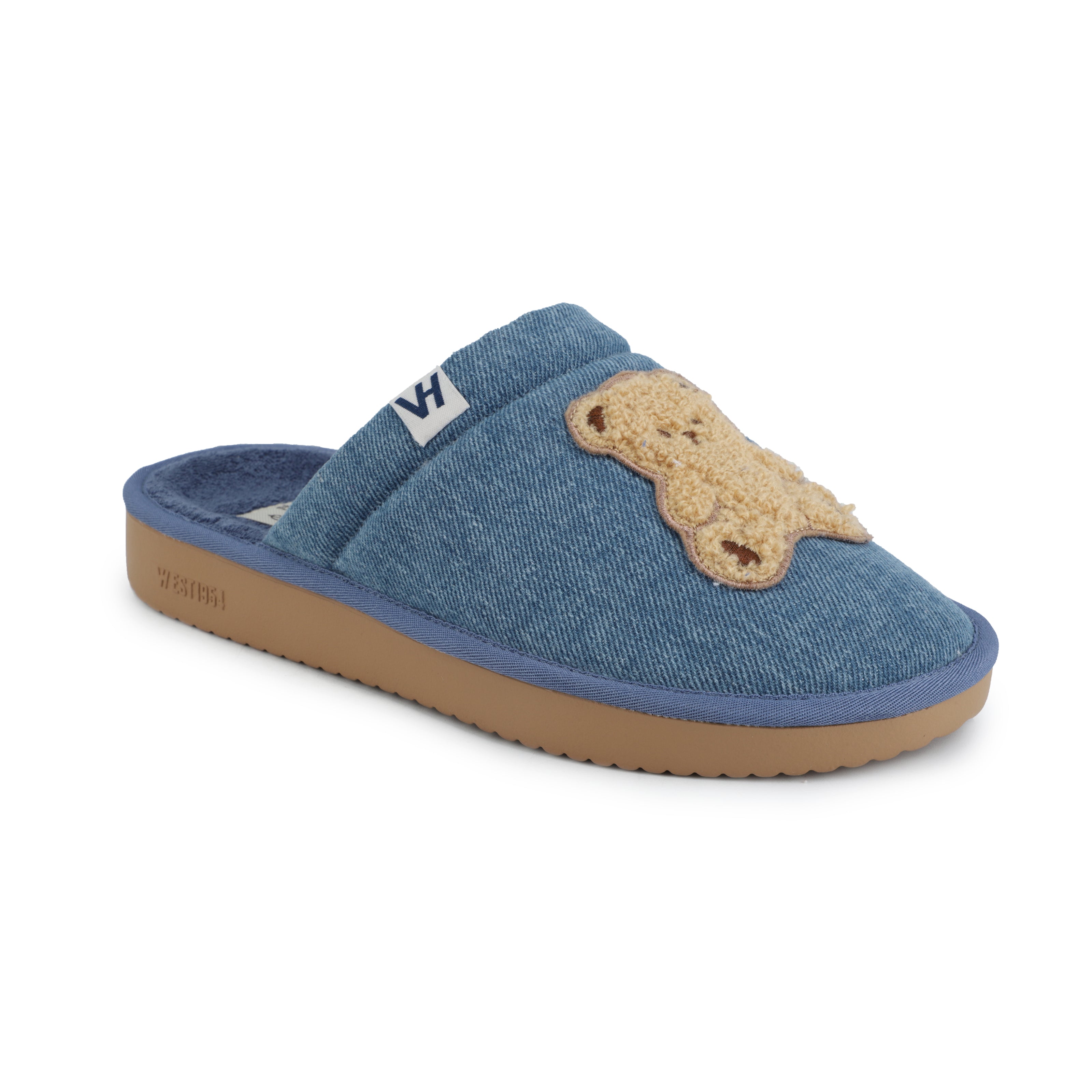 Denim Blue Teddy Slipper