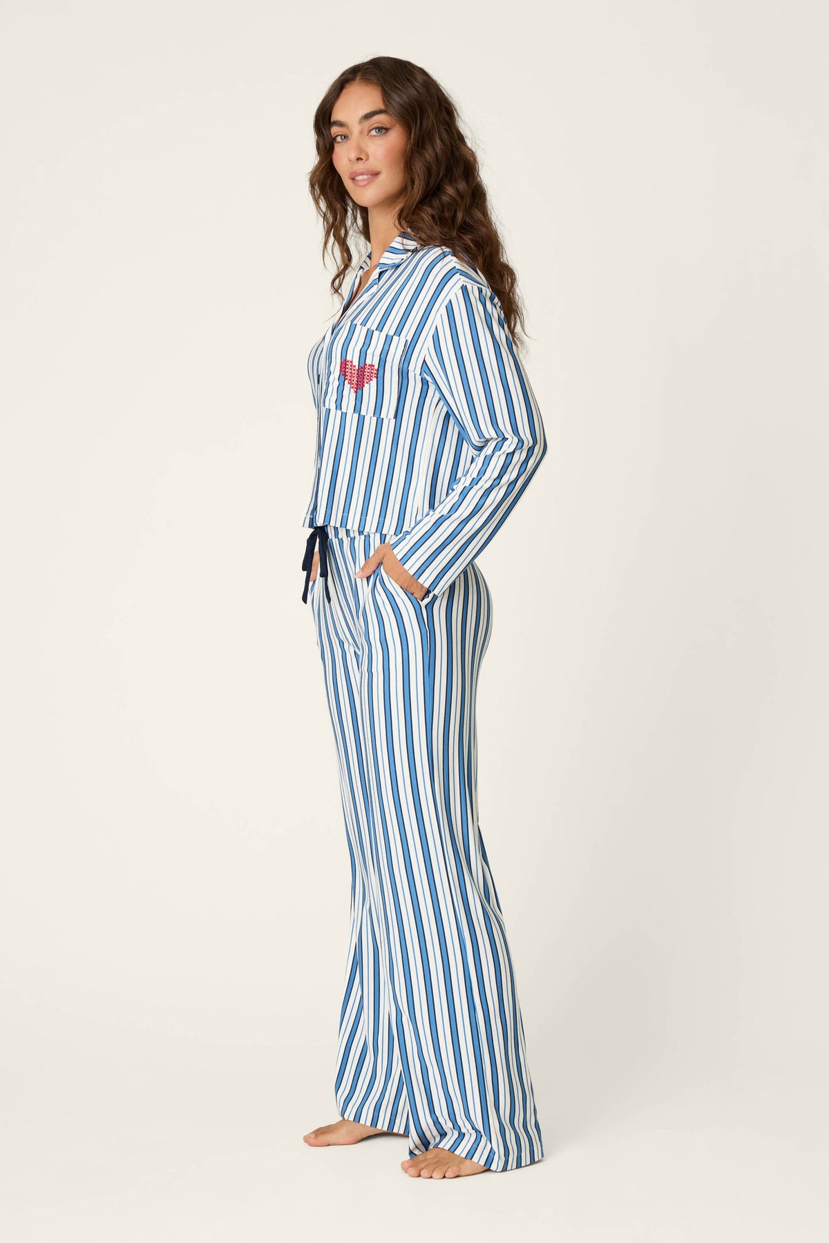 Soiree Dreams Blue Stripe Long Sleeve PJ Set