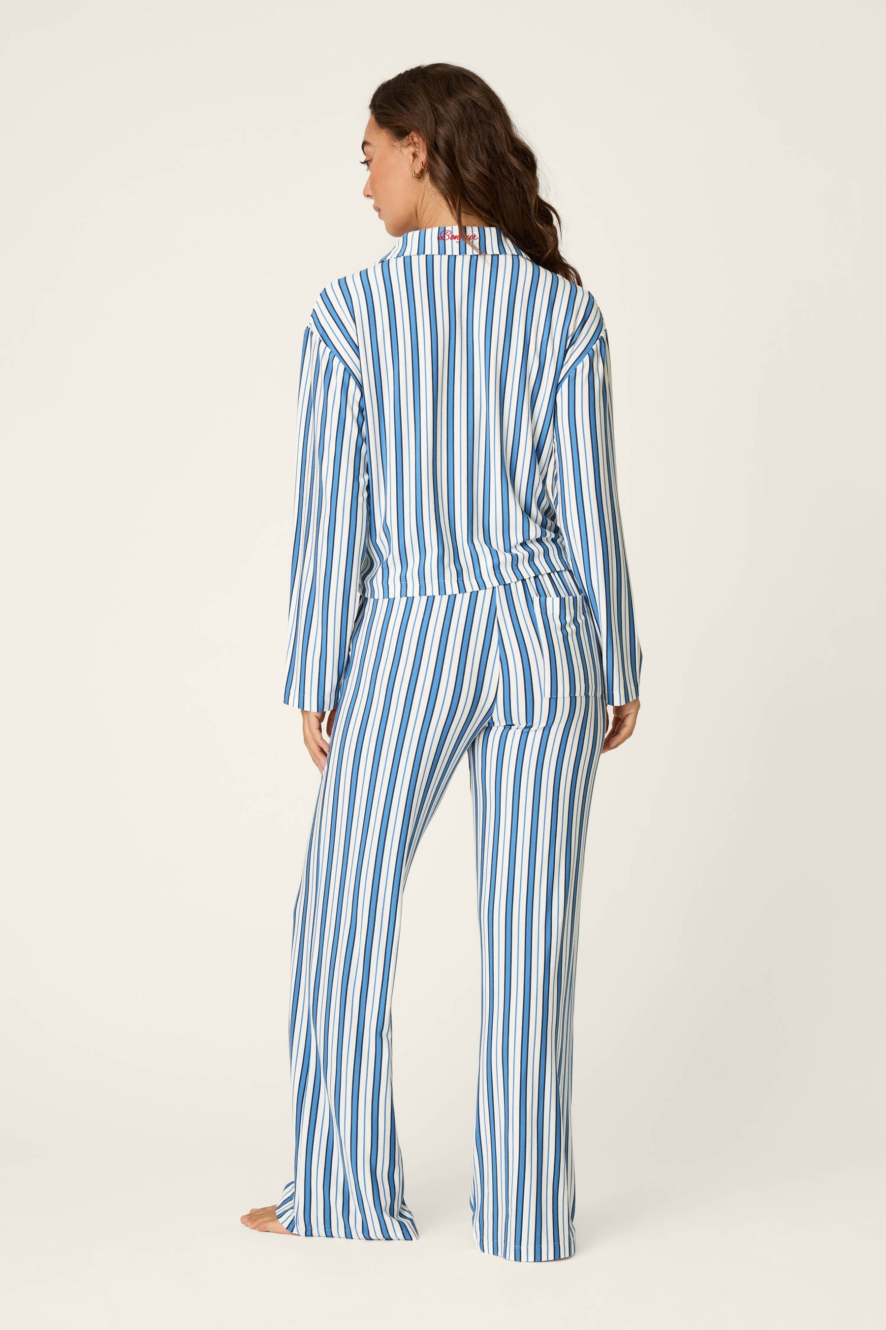 Soiree Dreams Blue Stripe Long Sleeve PJ Set