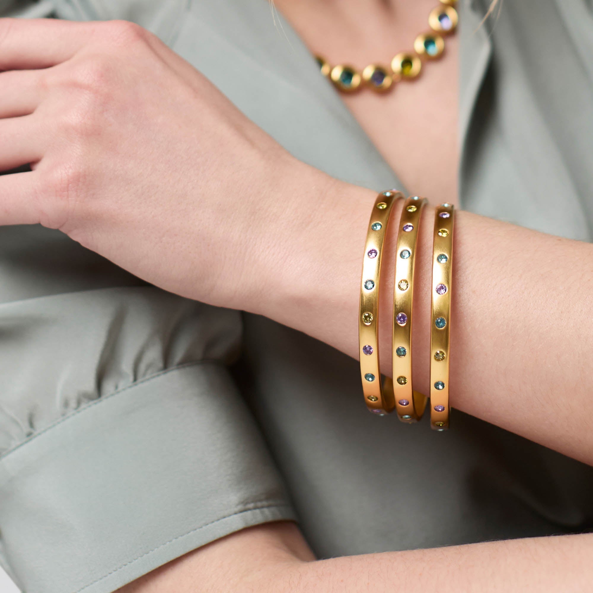Gold Rainbow Bangle, Assorted Colors