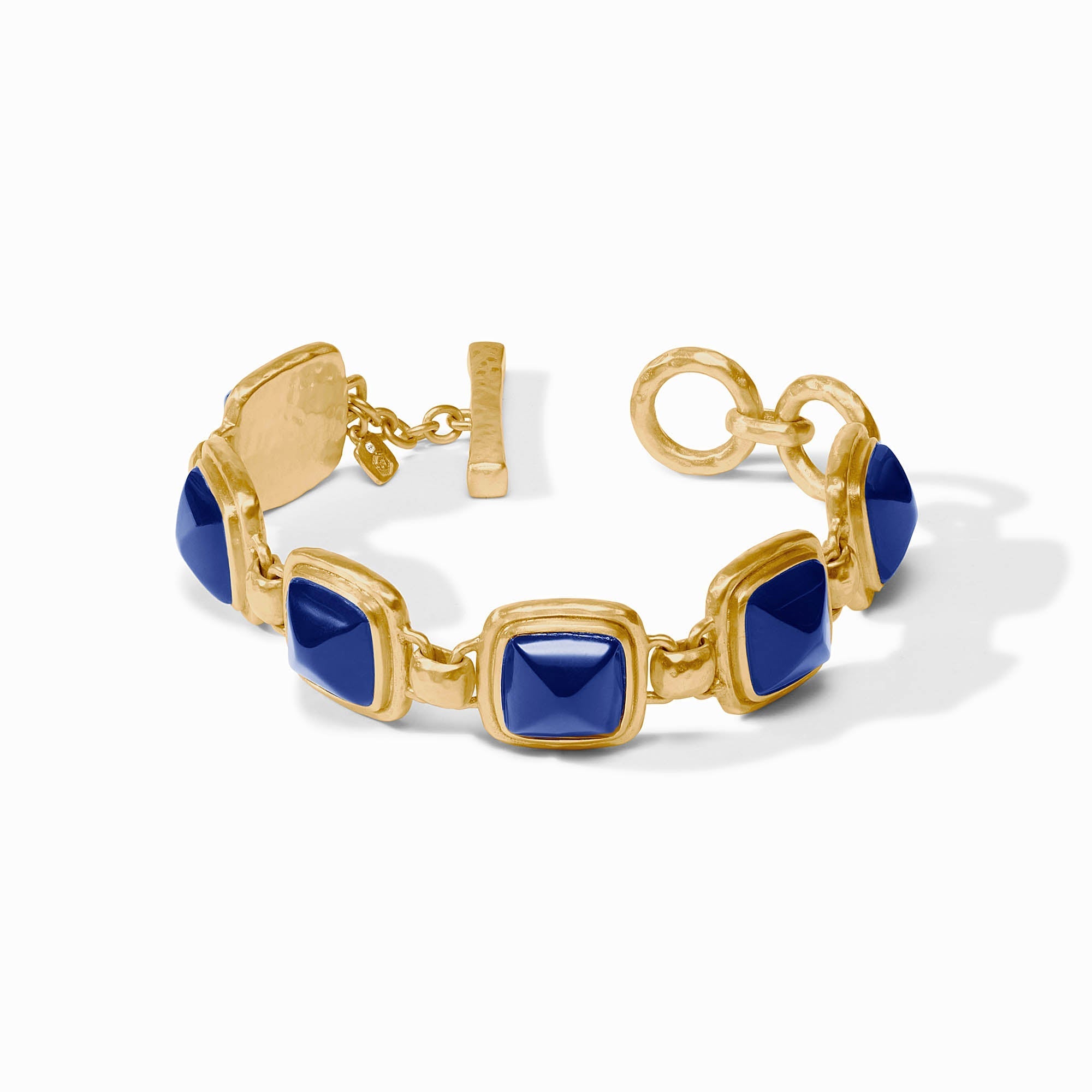 Gold Sahara Stone Bracelet, Iridescent Sapphire Blue