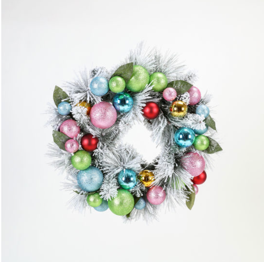 50's Snowy Wreath, 28"