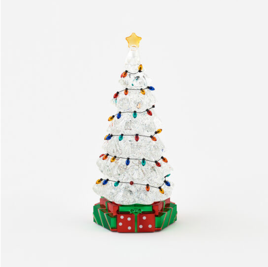 Swirly Glitter Tree w/Gift Box Base, 12"