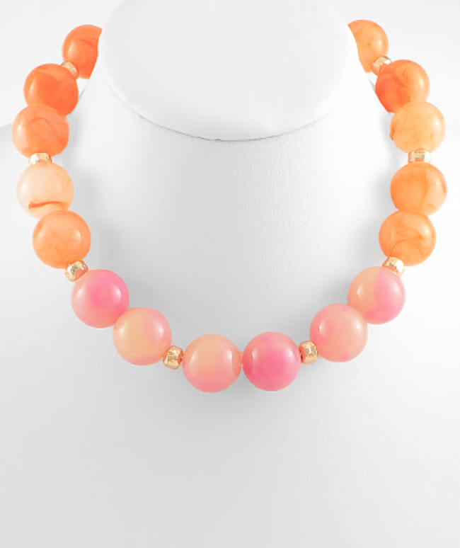 Garden Party Single Strand Bead Necklace, Assorted Colors