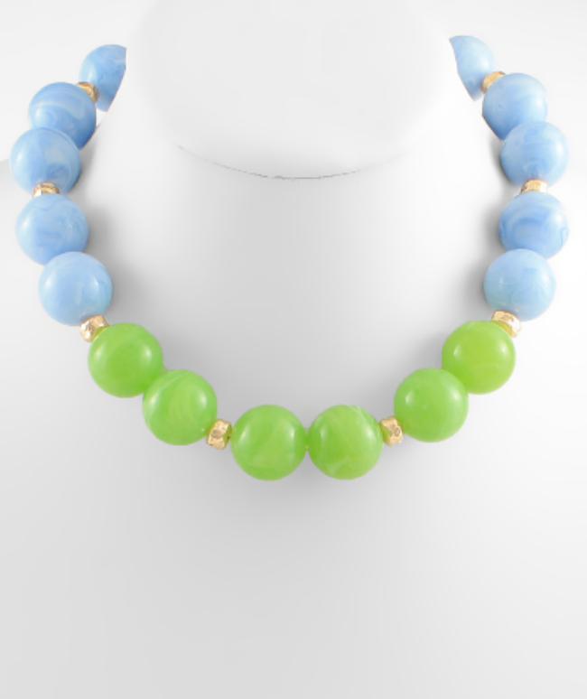 Garden Party Single Strand Bead Necklace, Assorted Colors