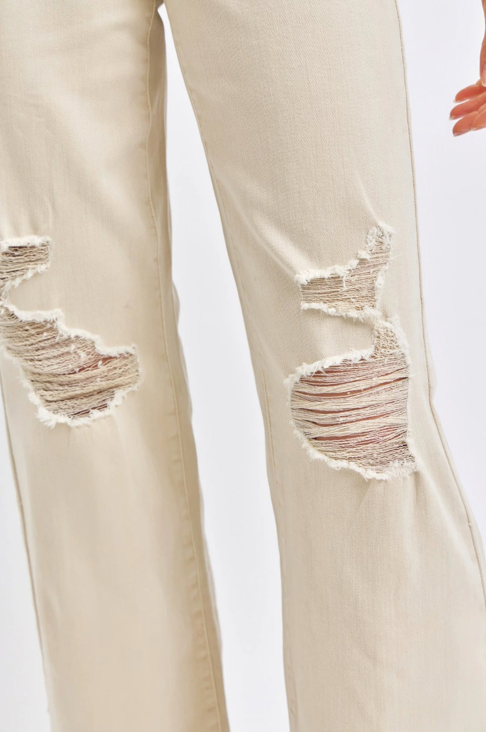 Judy Blue | High Waisted Garment Dyed Destroy 90's Straight, Bone