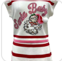 Queen of Sparkles | Red, Pink & White Stripe 'Santa Baby' Fuzzy Santa Top