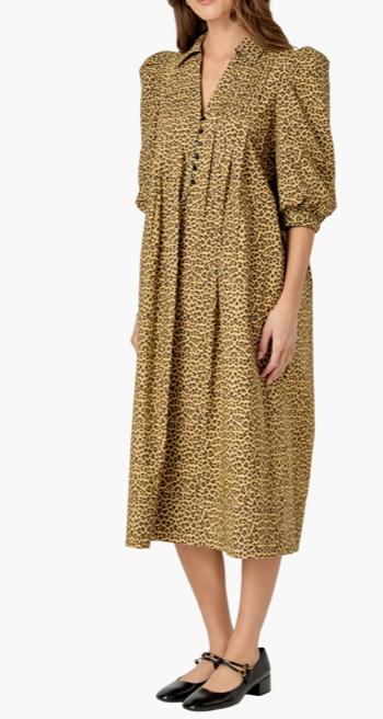 Leopard Collar Midi Dress