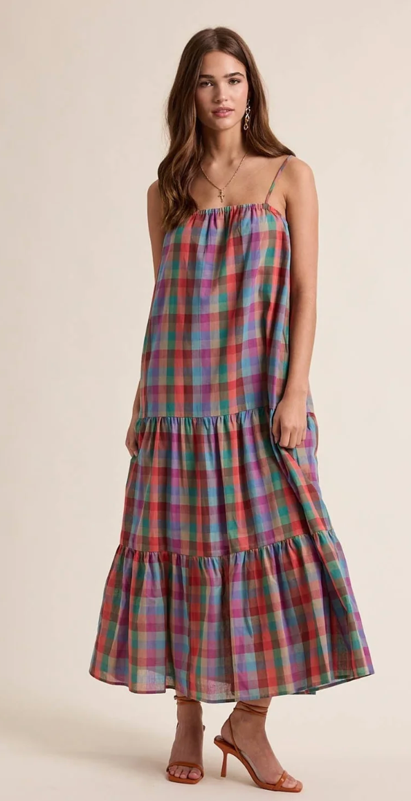 Multicolor Plaid Maxi Dress