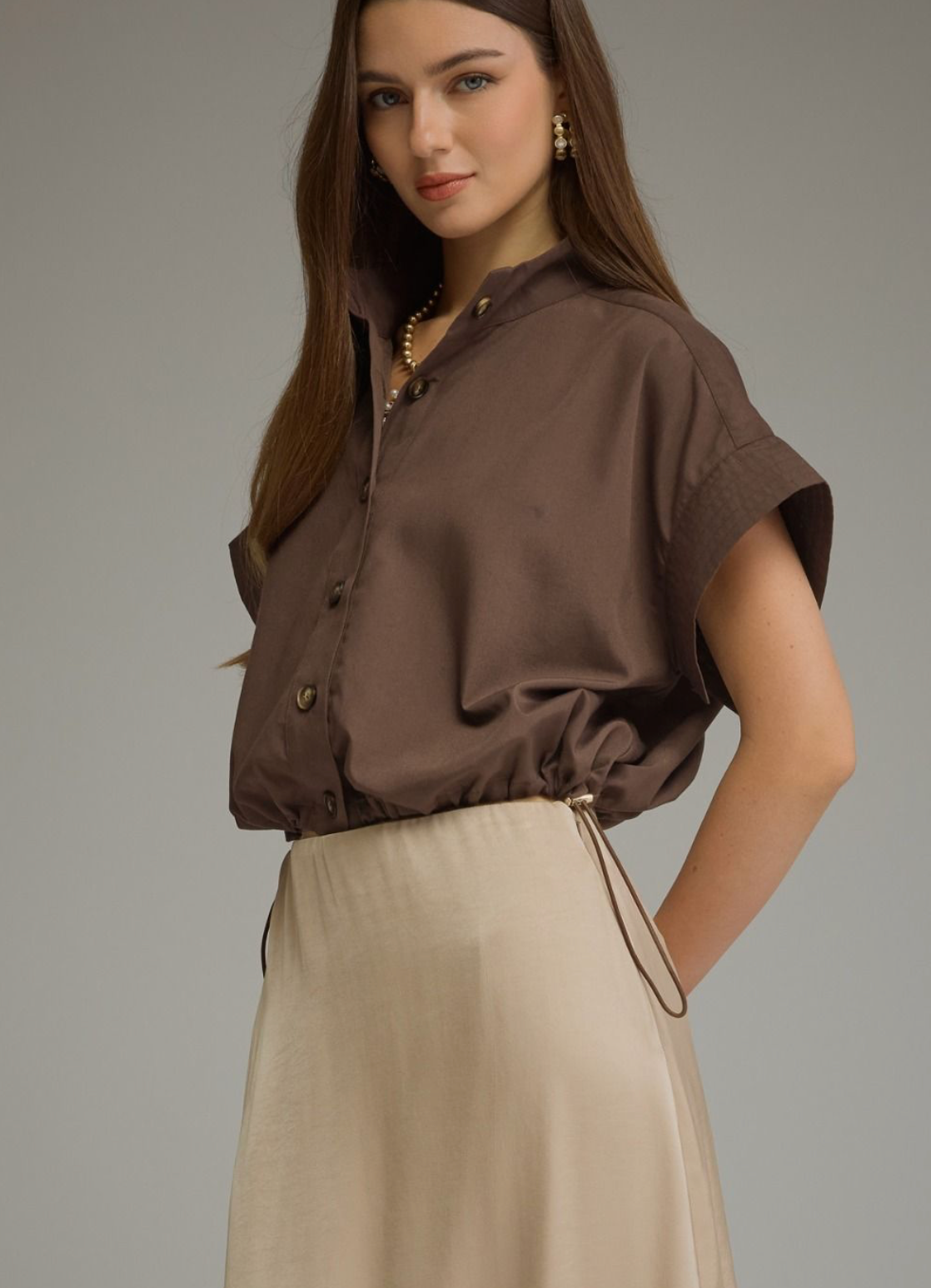 Espresso Hour Cropped Shirt
