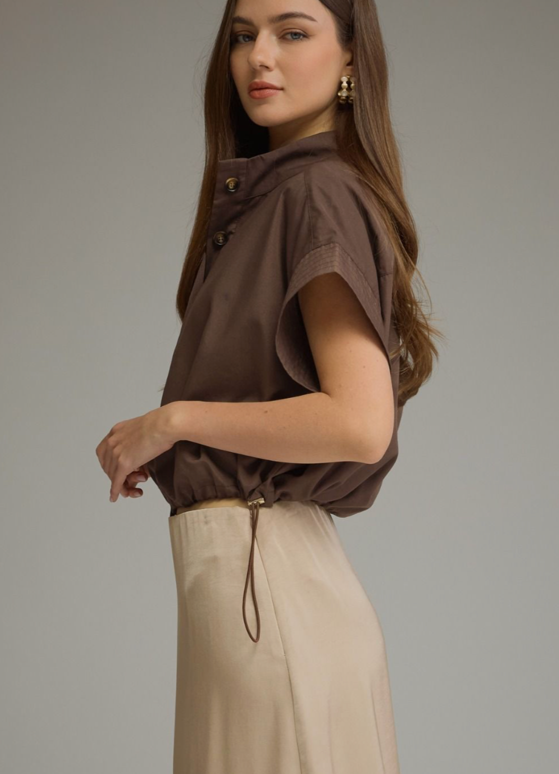 Espresso Hour Cropped Shirt