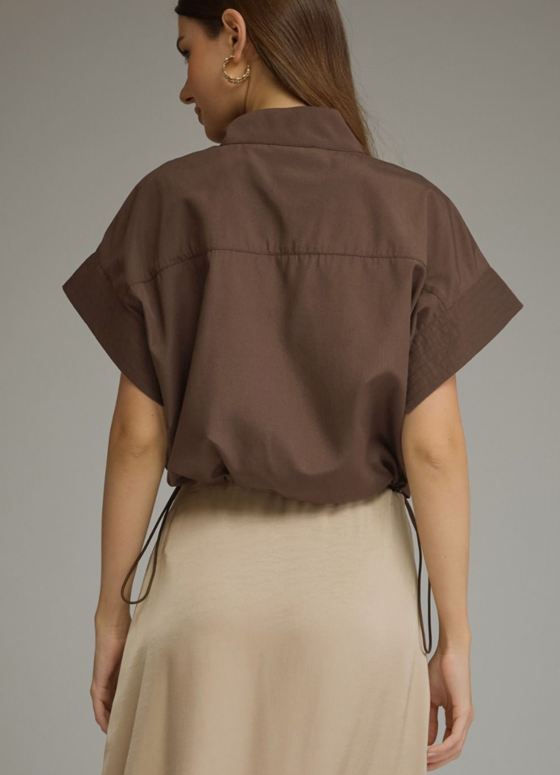 Espresso Hour Cropped Shirt
