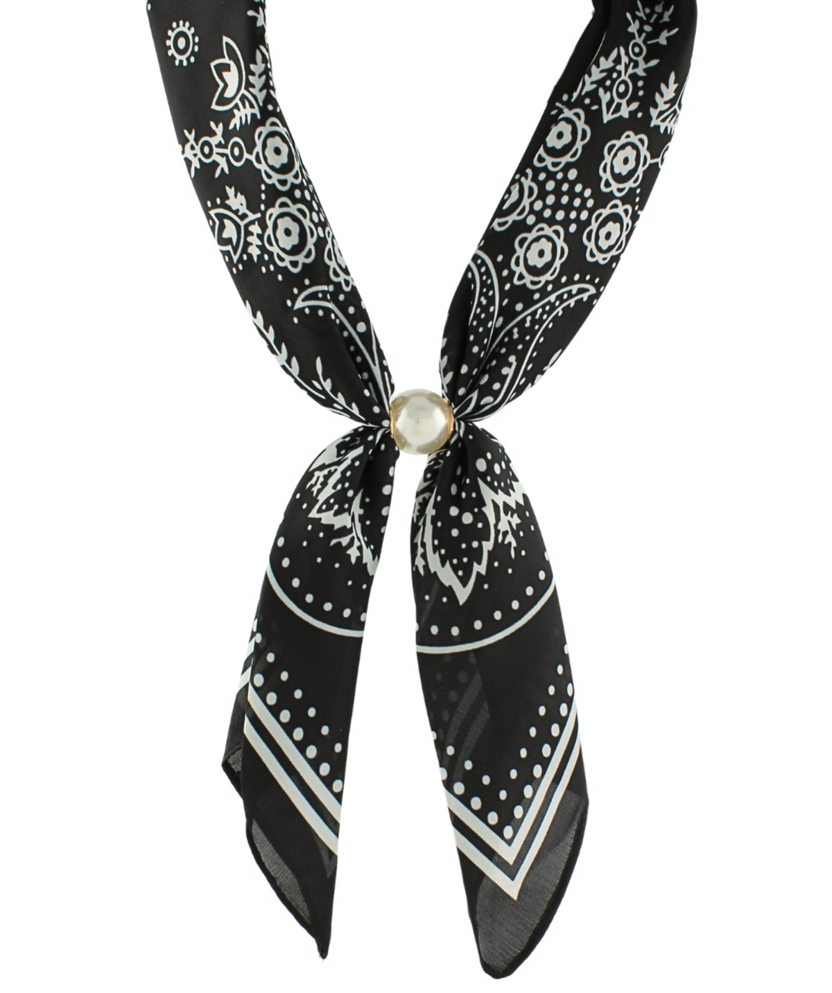 Accented Pearl Paisley Scarf Necklace, Assorted Colors