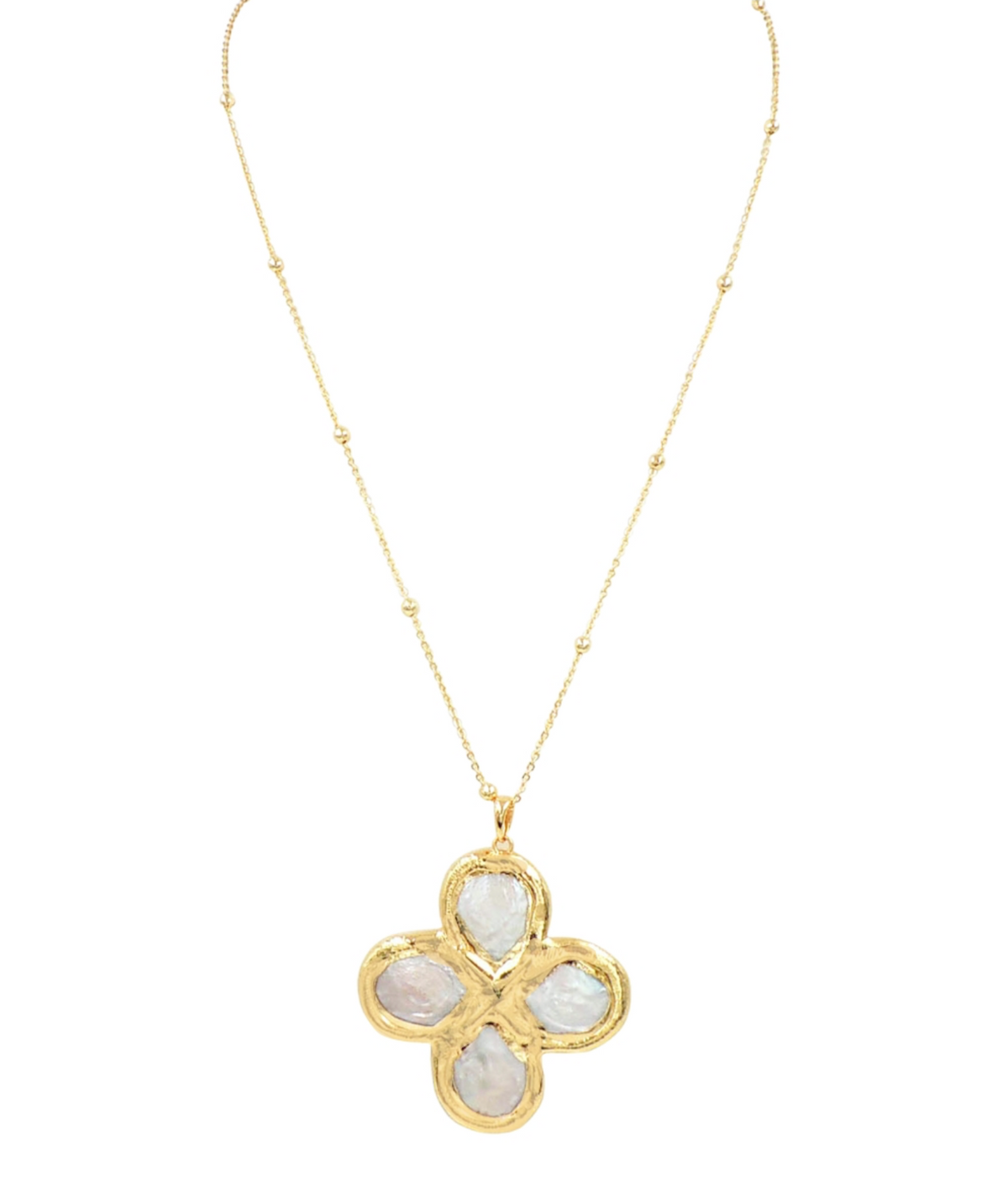 Baroque Pearl Clover Pendant Necklace, Assorted Colors