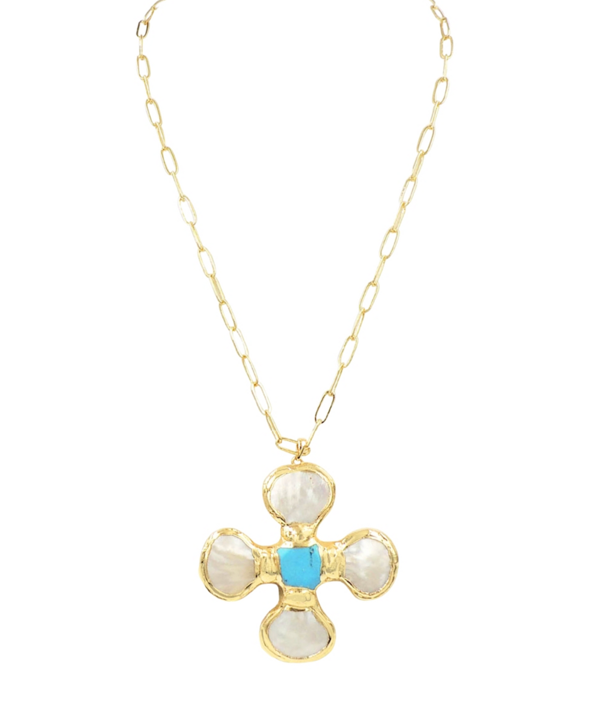 Baroque Pearl Clover Pendant Necklace, Assorted Colors
