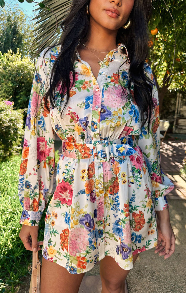 Show Me Your MUMU | Carrie Collared Dress, Ivory Botanical Floral