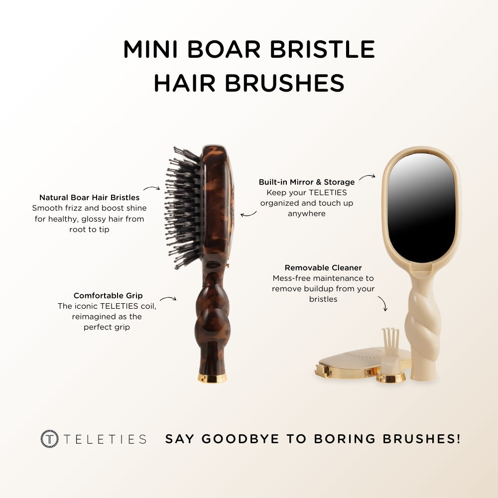 Mini Tortoise Boar Brush, All Hair Types
