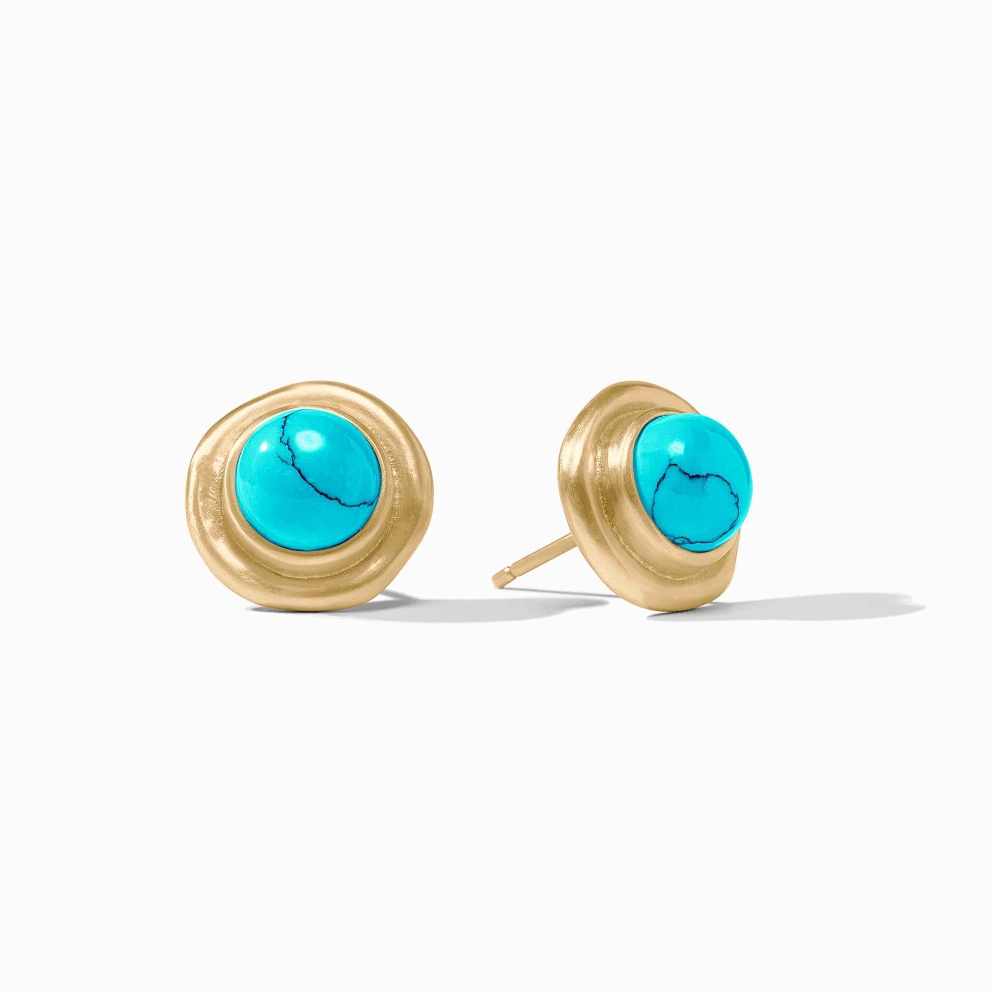Gold Wave Stone Stud, Assorted Colors