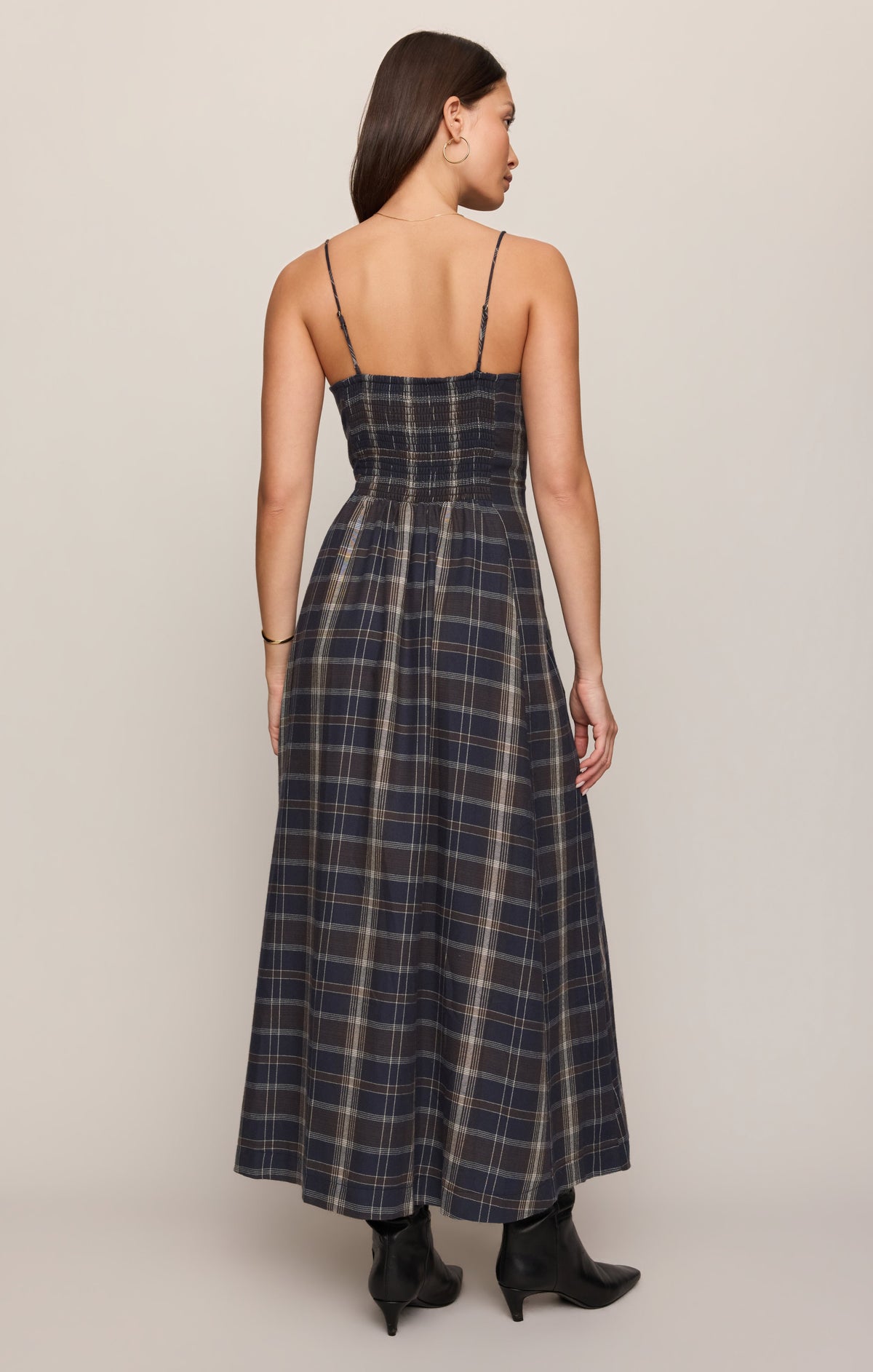Evermore Plaid Flannel Midi Dress, Eclipse
