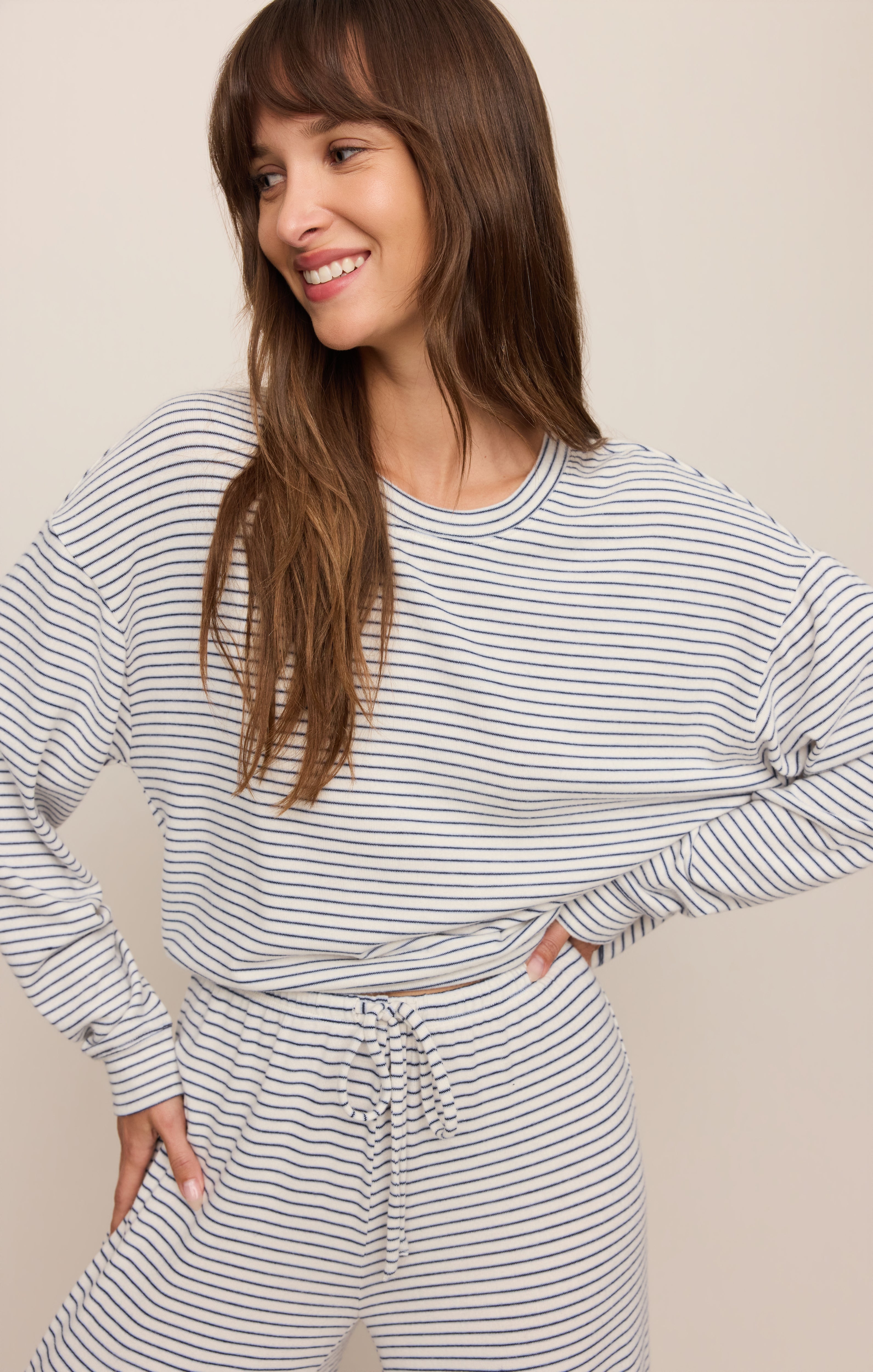 Classic Stripe Long Sleeve Top, Eclipse