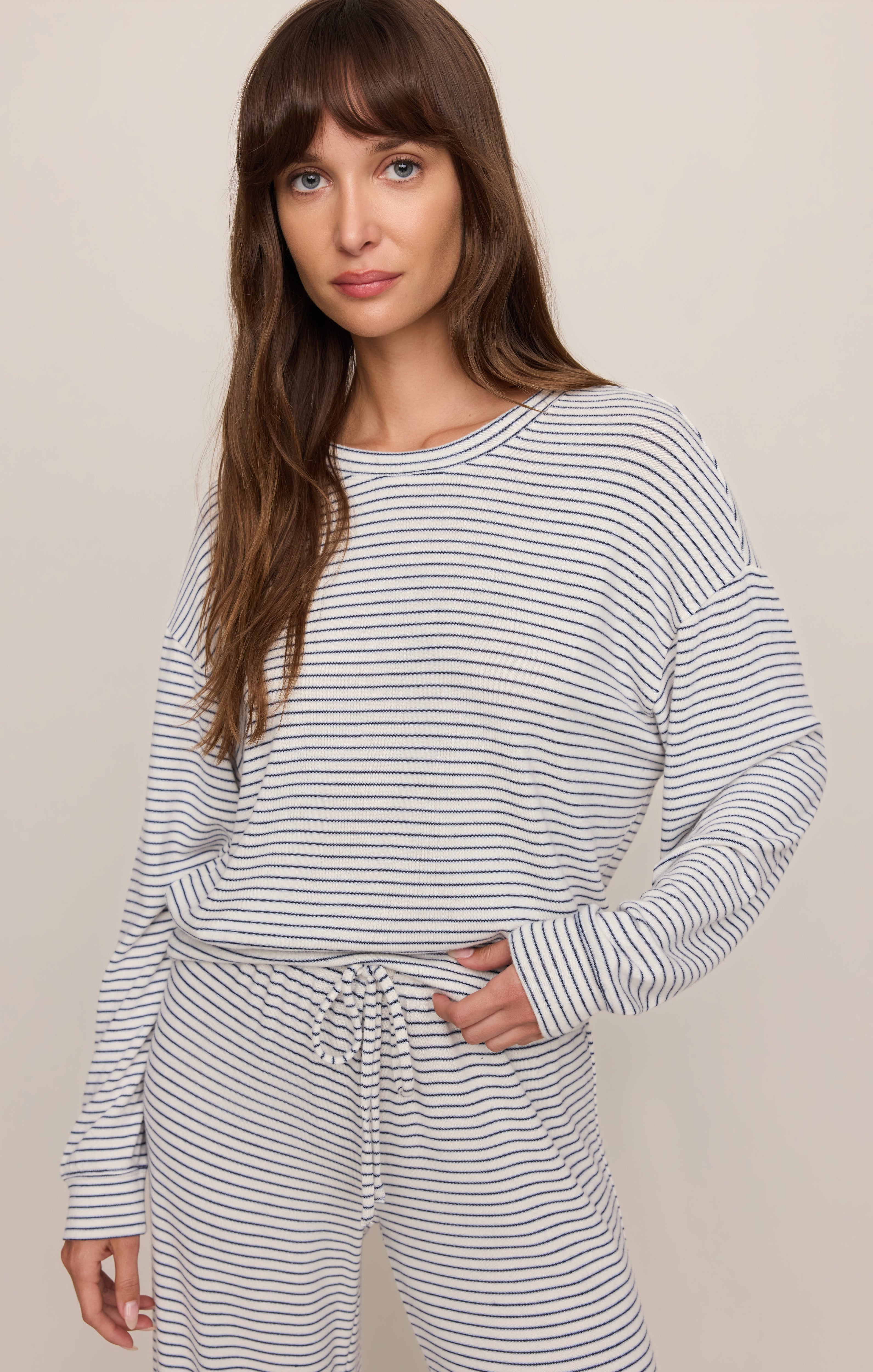 Classic Stripe Long Sleeve Top, Eclipse