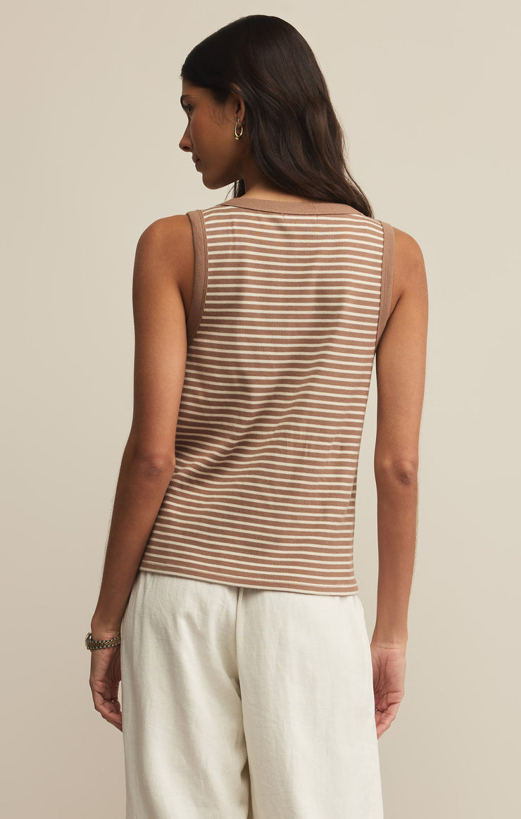 Z Supply | Elin Stripe Rib Tank, Iced Coffee
