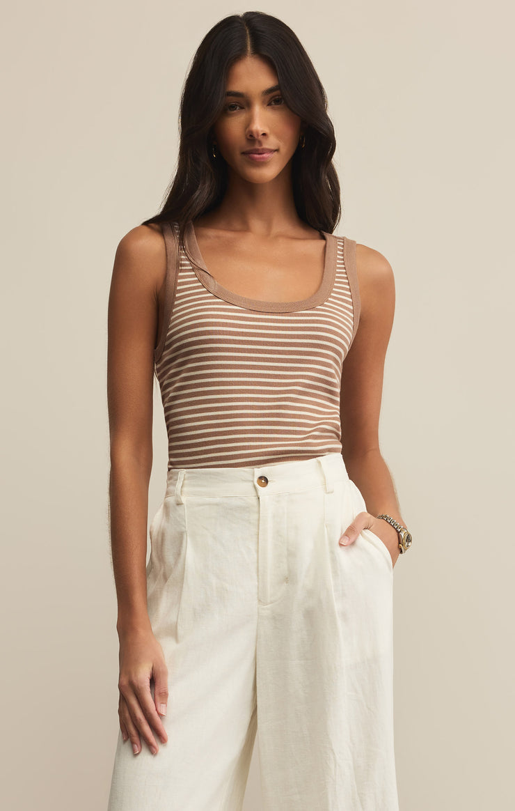 Z Supply | Elin Stripe Rib Tank, Iced Coffee