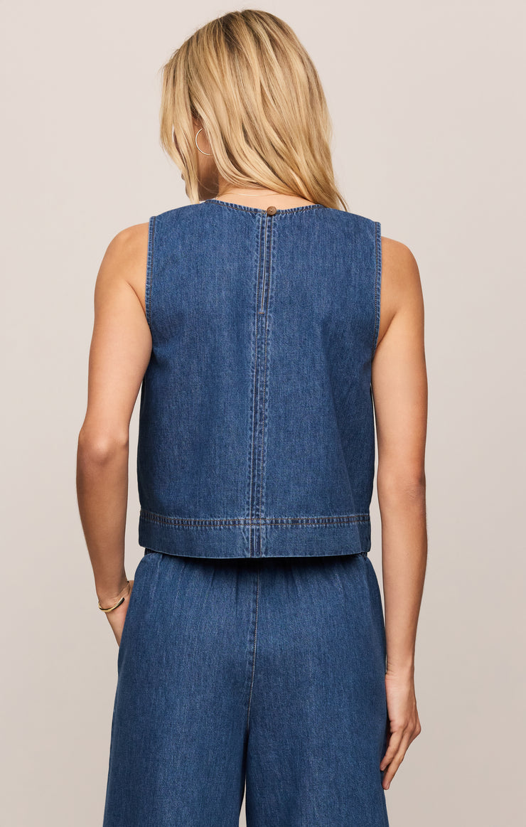 Sun Seeker Denim Tank, Deep Water