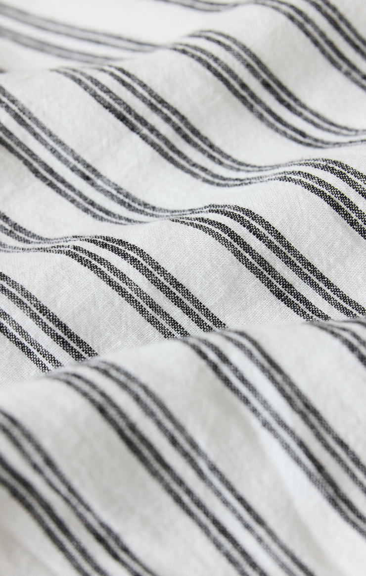 The Signature Striped Linen Top, White
