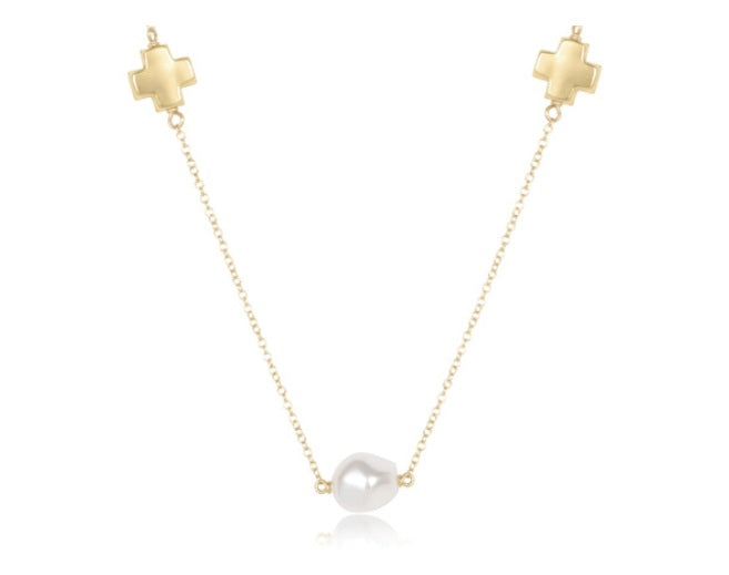 Enewton | Gold & Pearl Signature Cross Admire Simplicity Chain