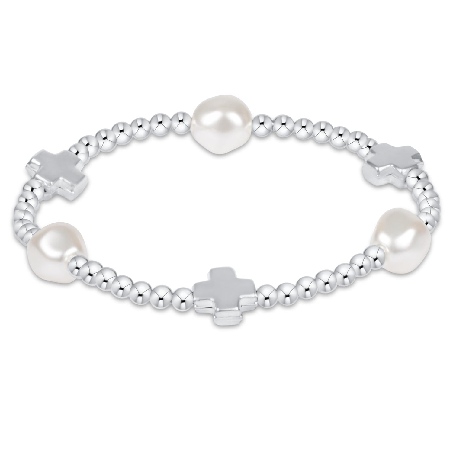 Signature Cross Admire Pearl Pattern 3mm Bead Bracelet, Sterling