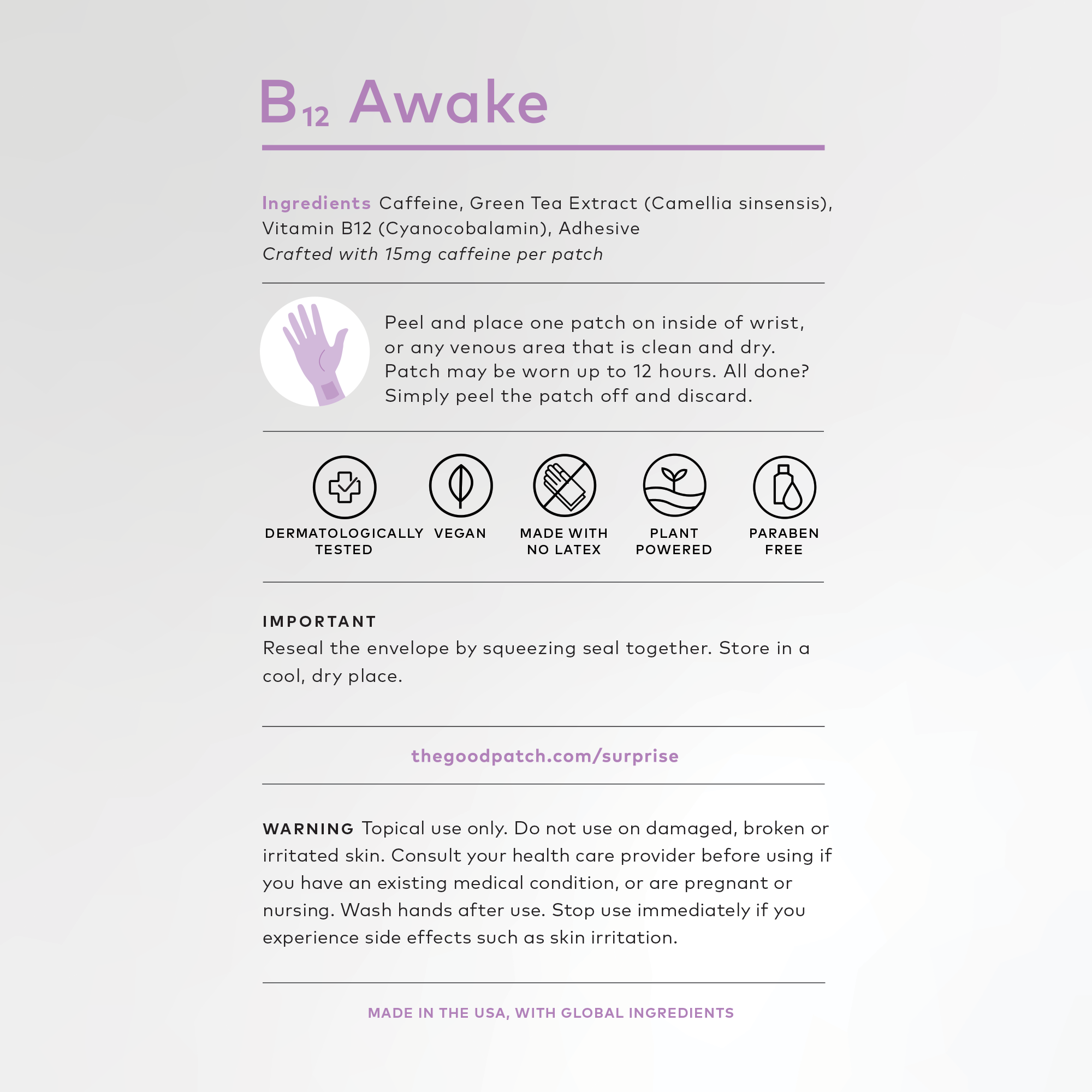 B12 Awake Plant-Based Wellness Patch