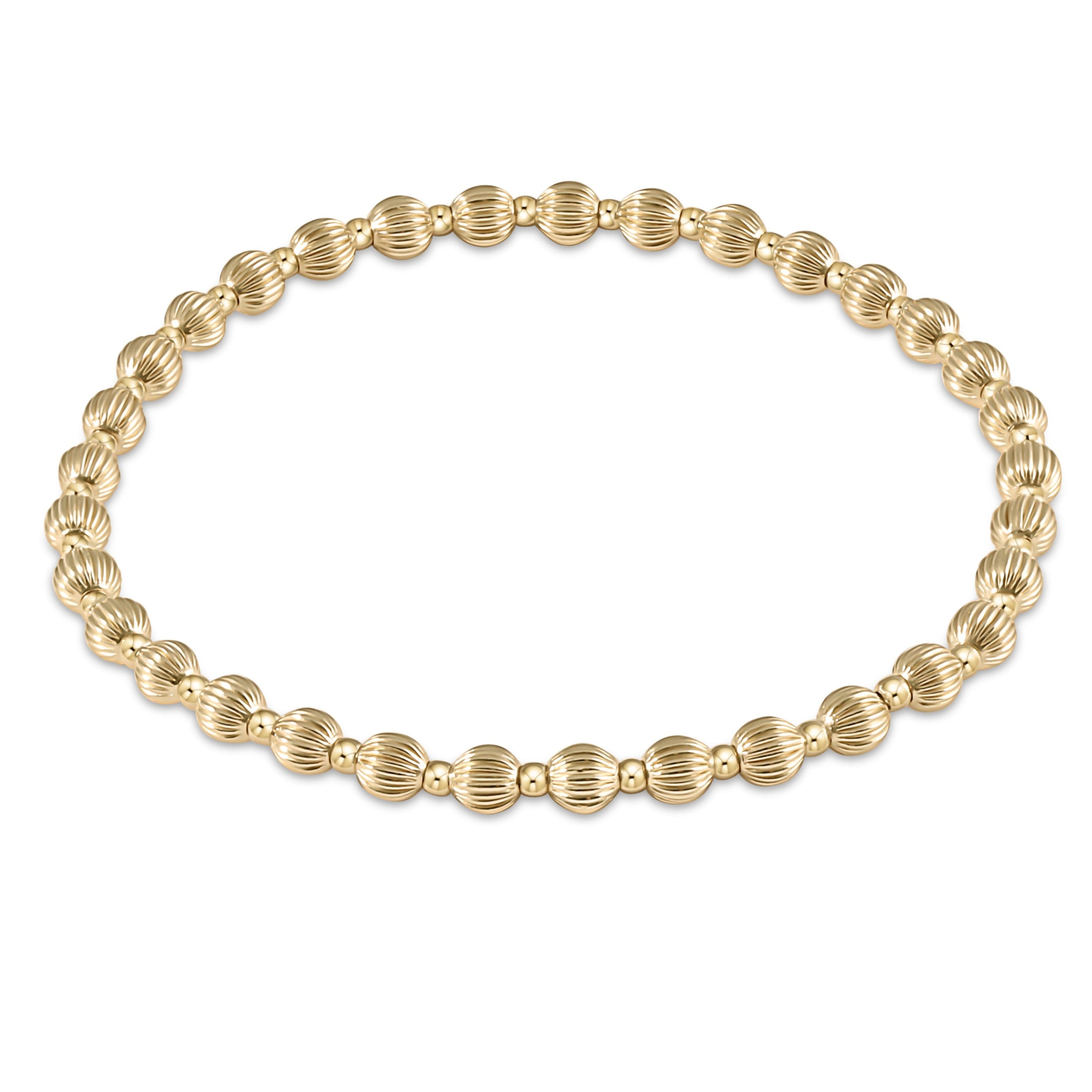 Gold Dignity Grateful Pattern 4mm Bead Bracelet
