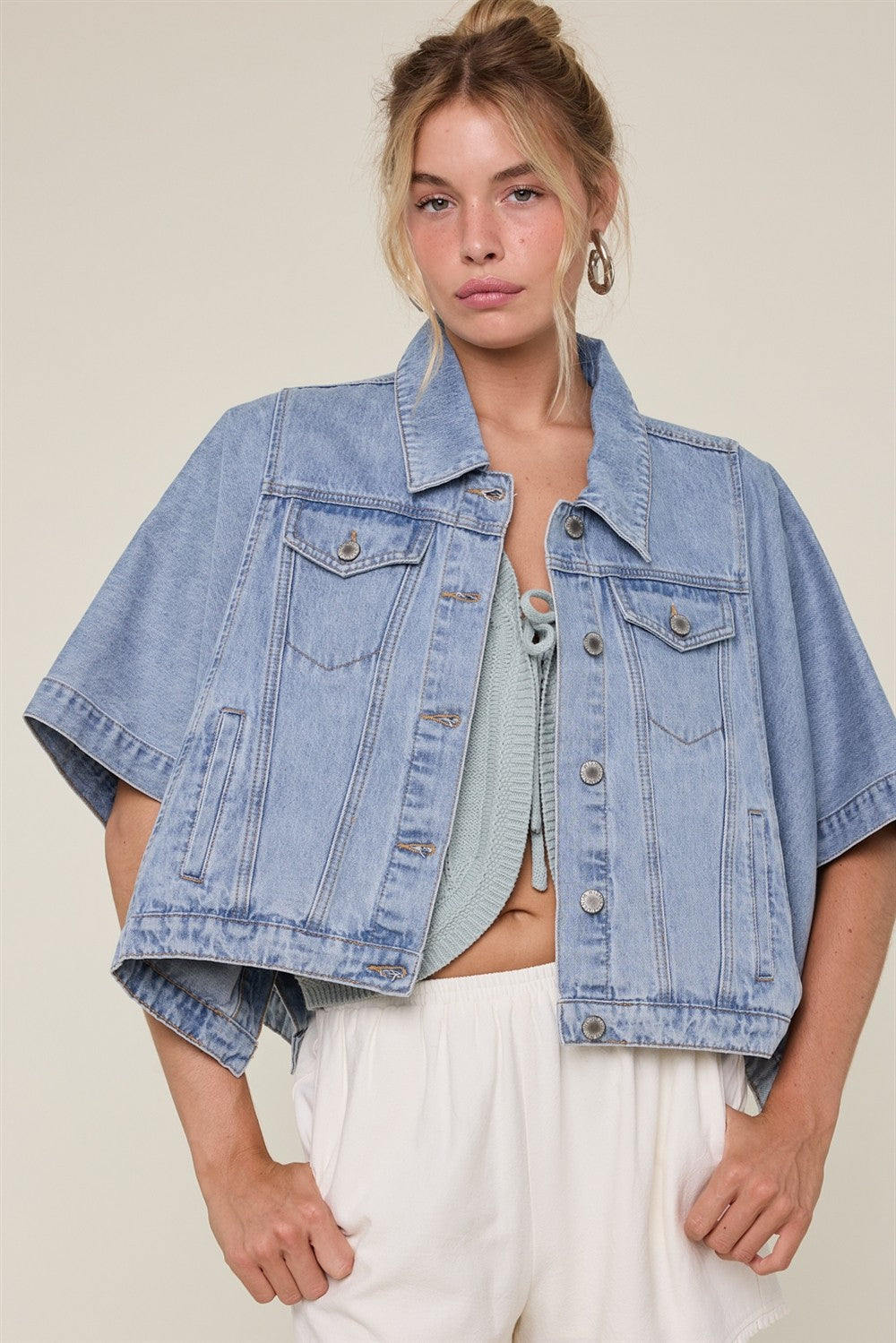 Denim Poncho Jacket
