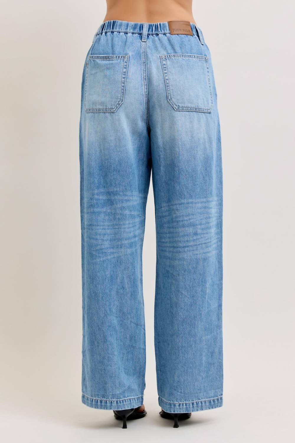 High Waisted Featherweight Baggy Elasticated Waist Band Jean