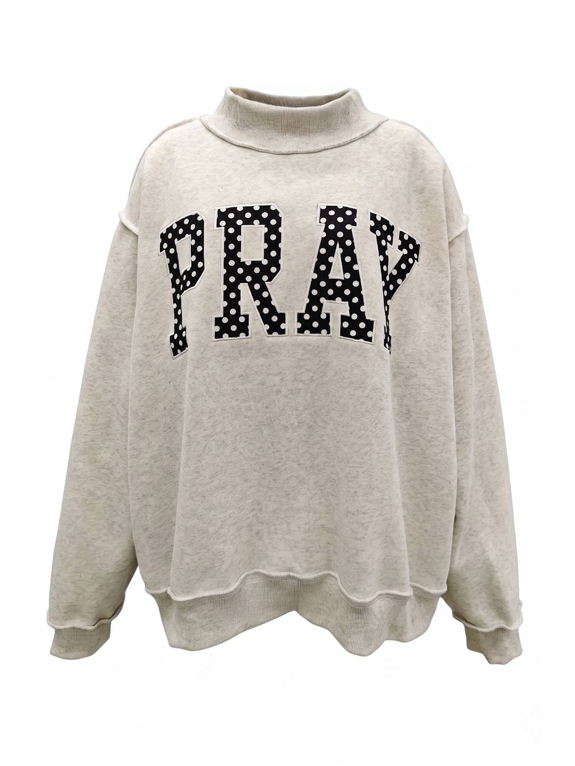 Pray Polka-Dot Mock Neck Sweatshirt, Gray