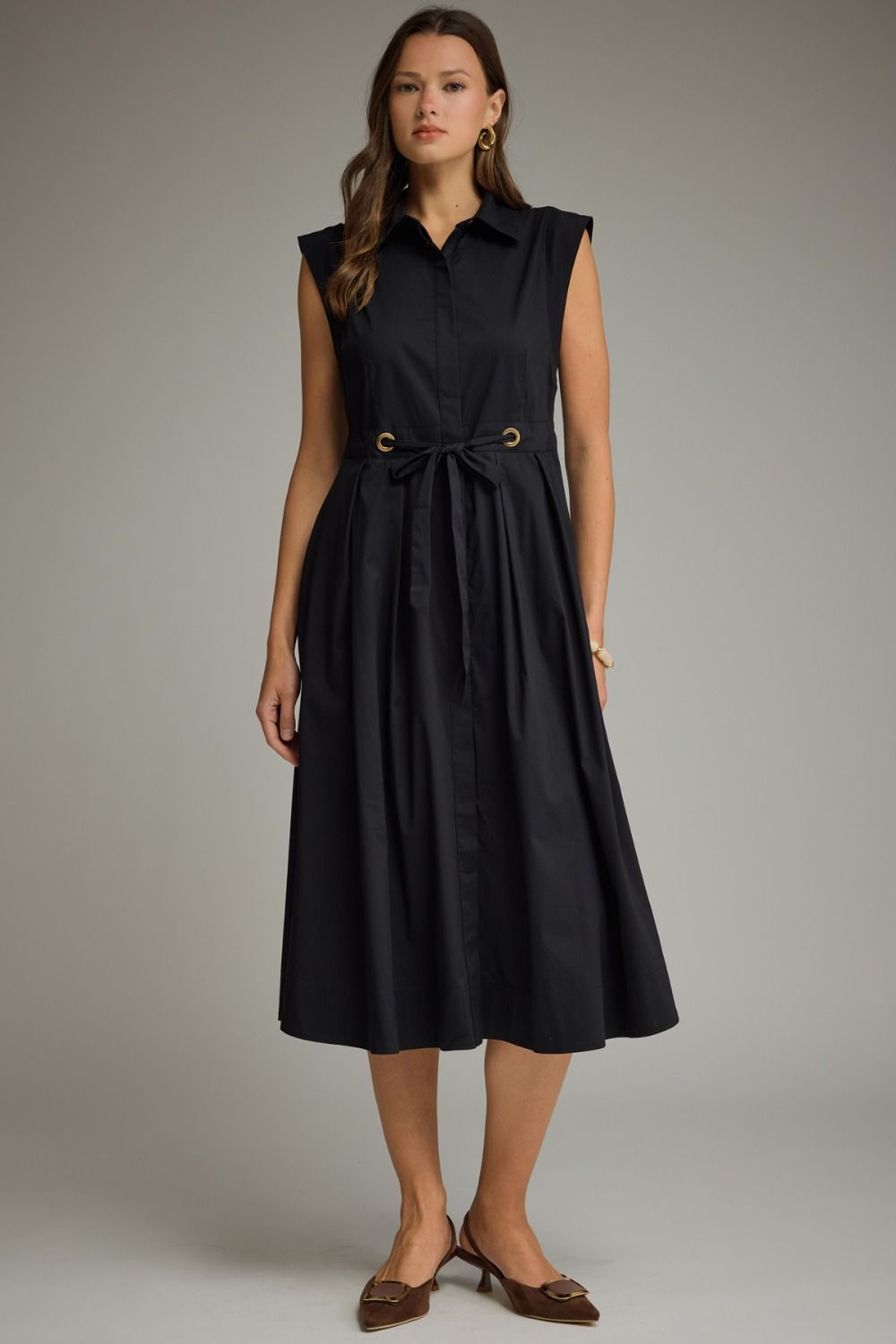 Black Sleeveless Midi Dress