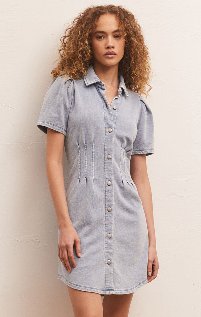 Z Supply | Kelsey Knit Denim Shirt Dress, Washed Indigo