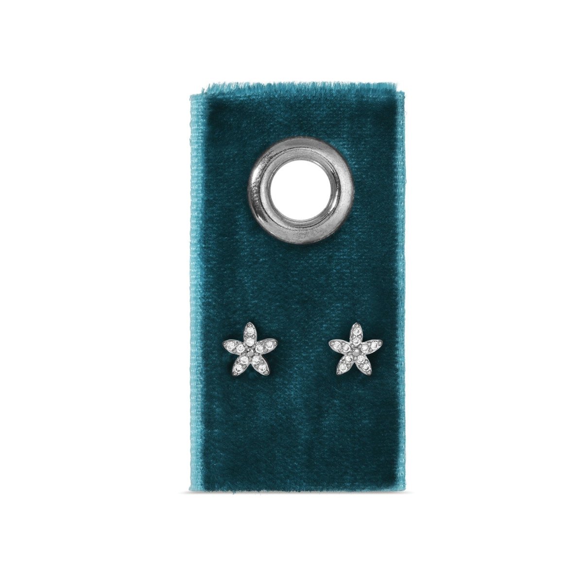 Pavé Flower Studs on Velvet Gift Tag