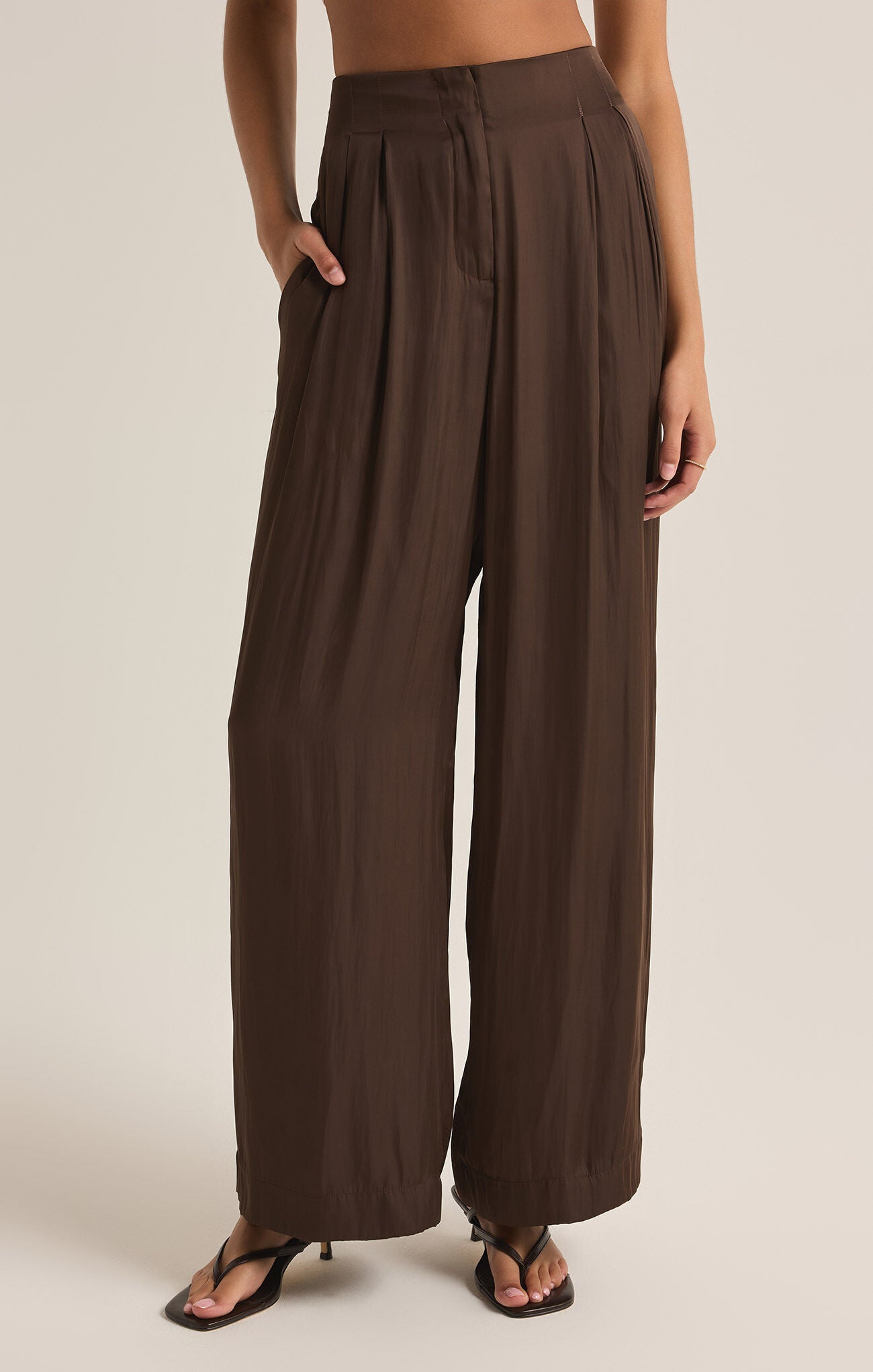 Z Supply | Lisse Wide Leg Pant, Dark Chocolate