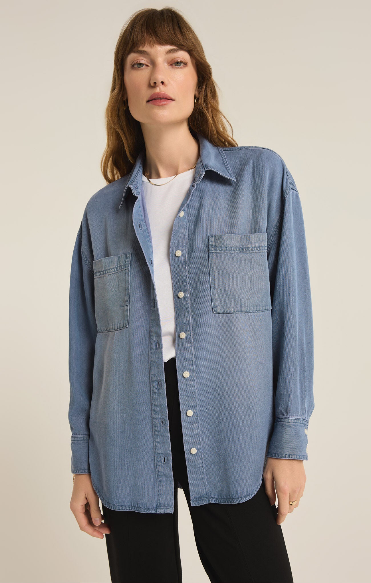 Z Suppy | Colbie Chambray Top, Sun Bleached Indigo