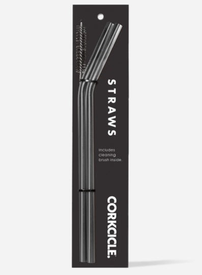 Corkcicle | Stainless Steel Tumbler Straw 2-Pack, Gunmetal