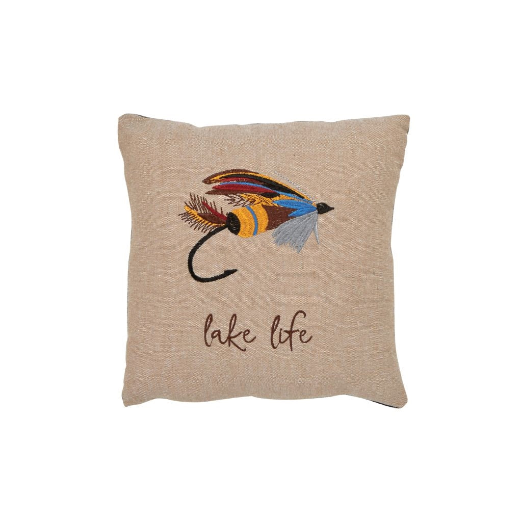 Mud Pie | Lake Life Embroidered Pillow