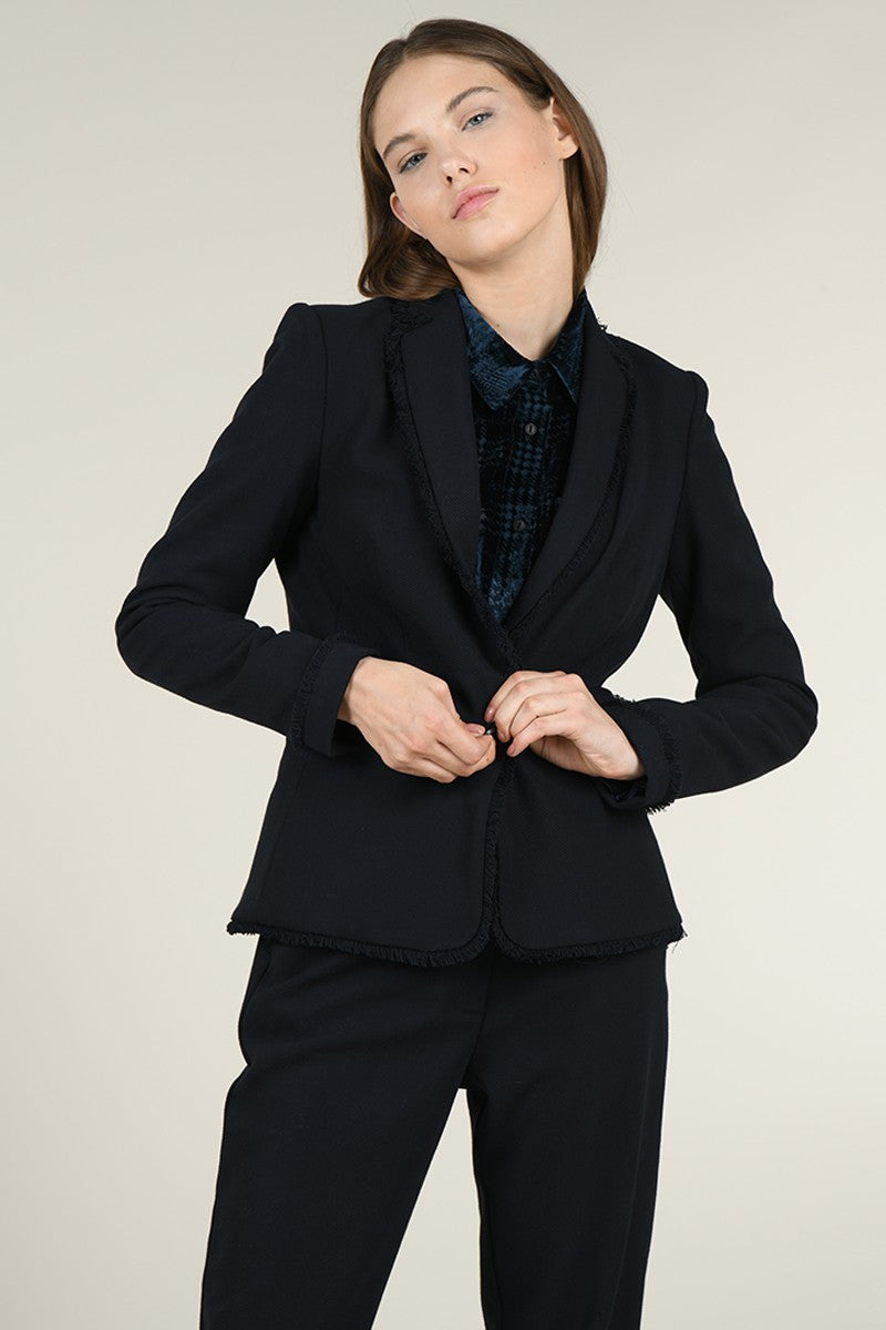 CLEARANCE | Molly Bracken Classic One Button Blazer, Navy Blue