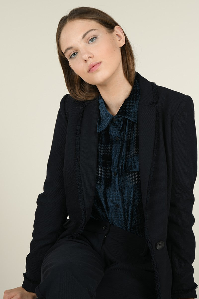 CLEARANCE | Molly Bracken Classic One Button Blazer, Navy Blue