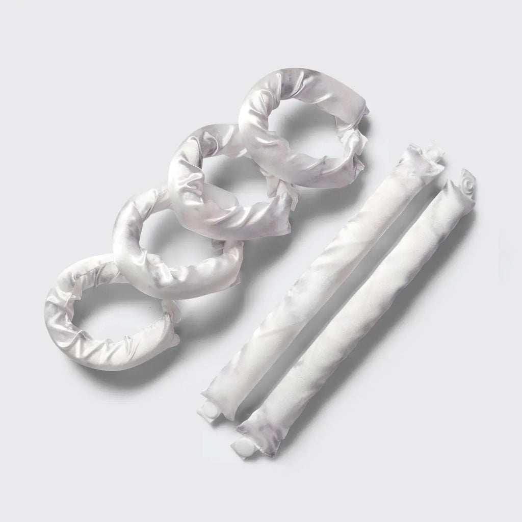 Kitsch | Satin Heatless Pillow Rollers 6 Pack- Soft Marble