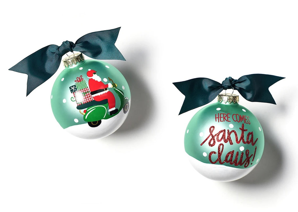 Here Comes Santa Claus Glass Ornament