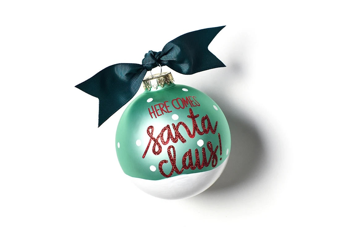 Here Comes Santa Claus Glass Ornament