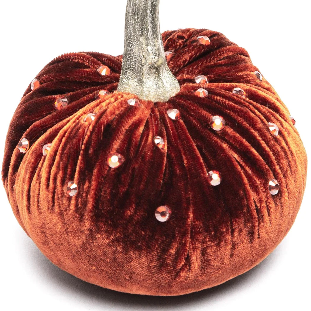 Hot Skwash | 3" Velvet Pumpkin with Tonal Czech Crystals, Multiple Color Options