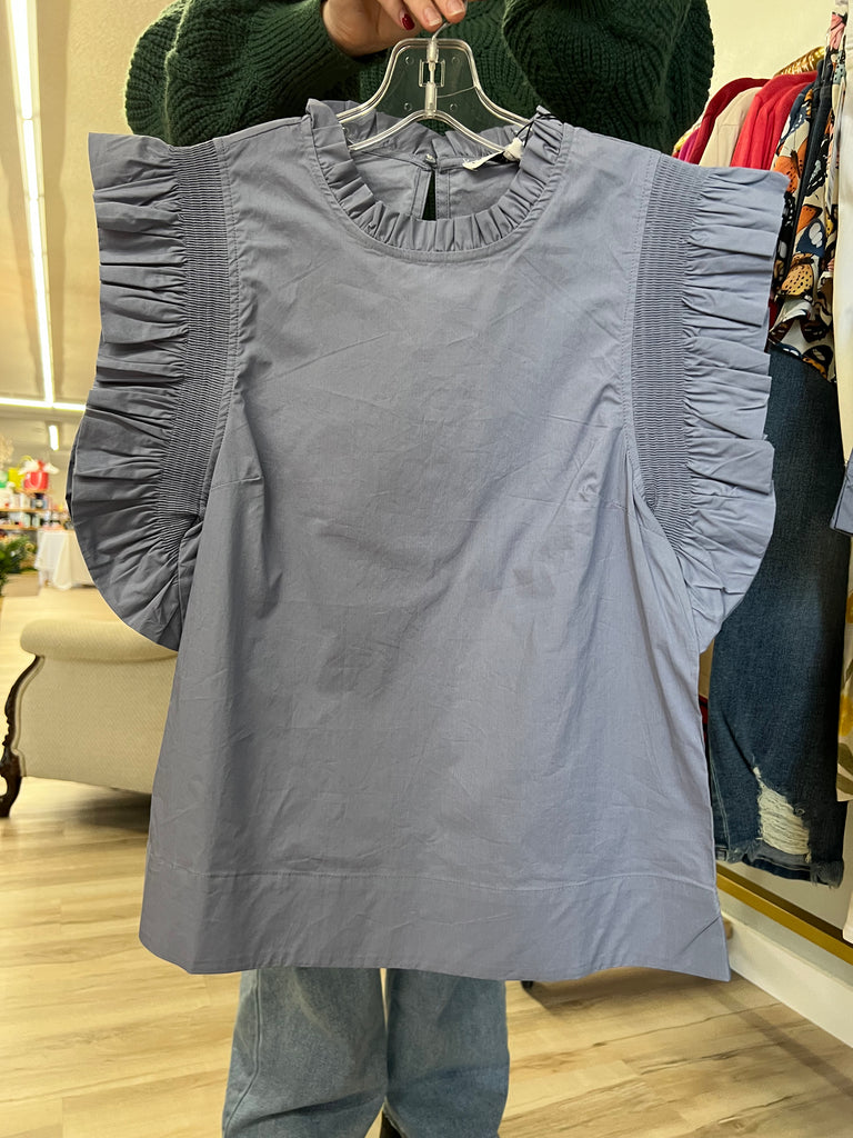 English Factory | Ruffle Sleeve Poplin Top, Assorted Colors